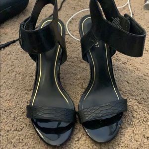 Black leather heels
